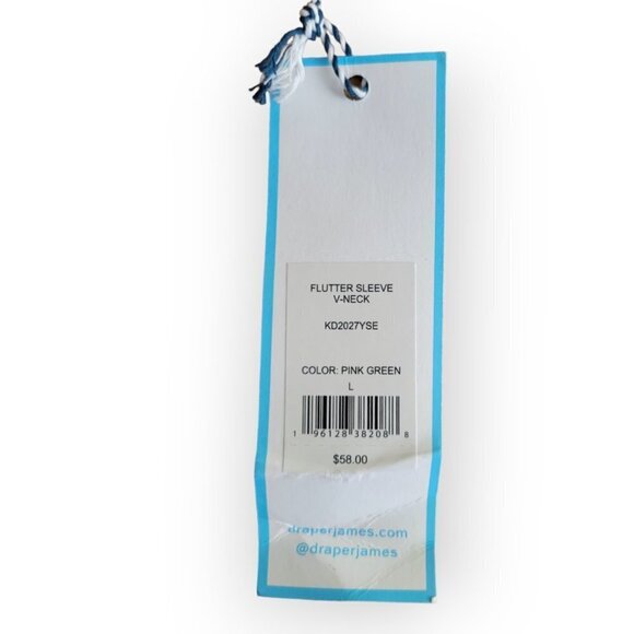 Stripe Flutter Sleeve Blouse by Draper James NWT size L - Picture 8 of 9